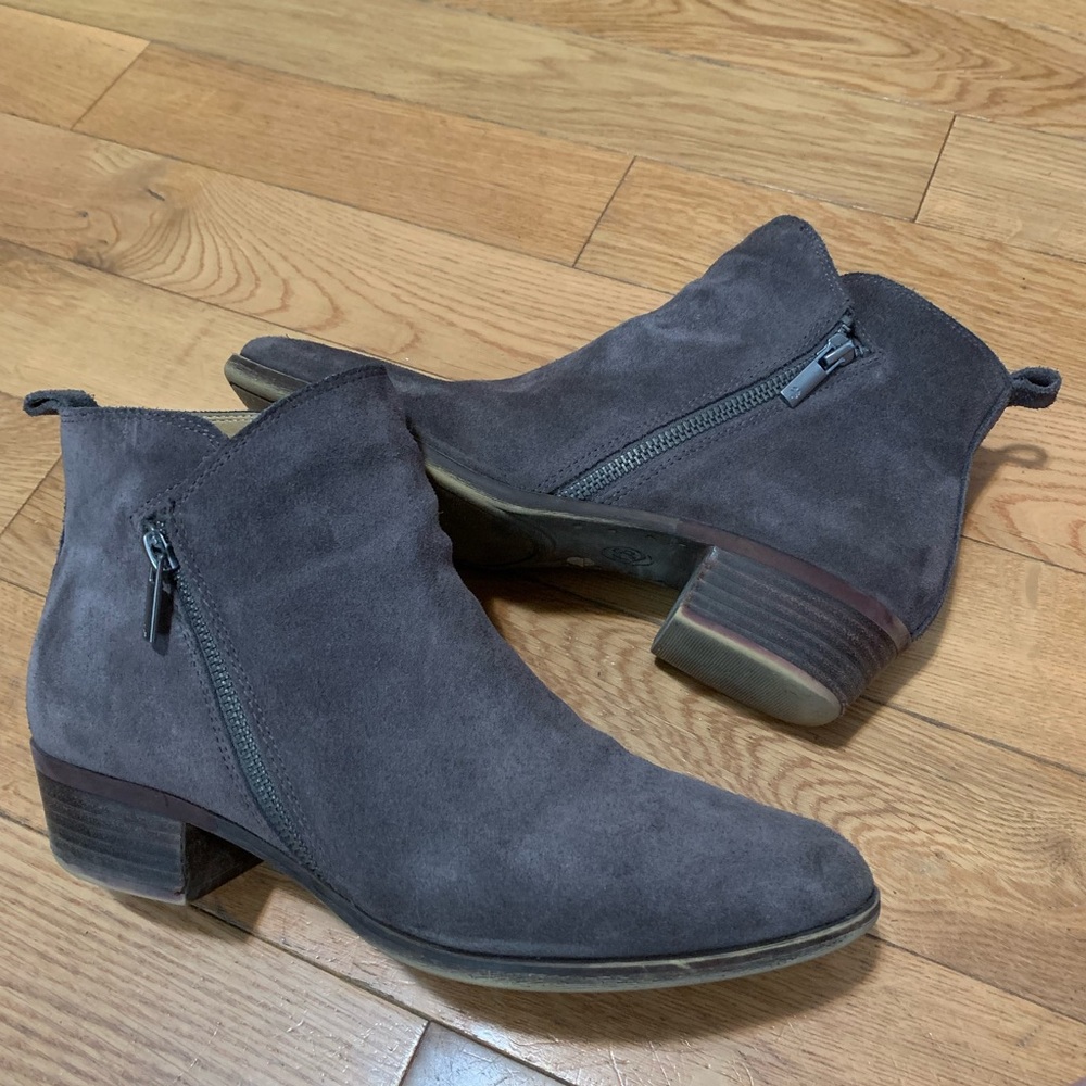 Lucky brand grey/tan suede booties